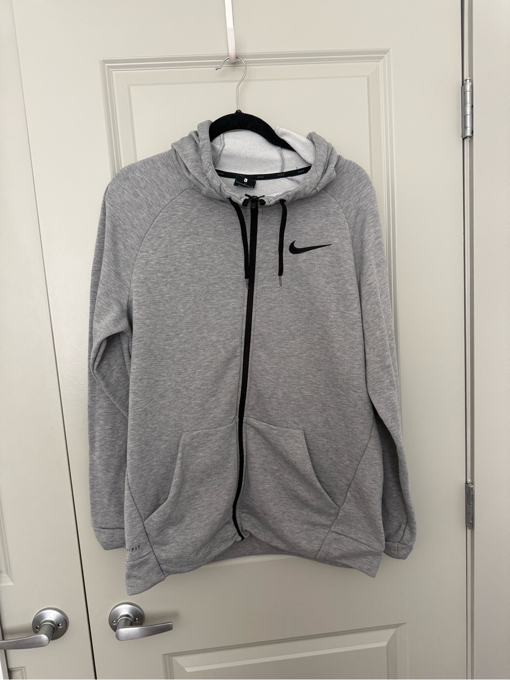 Nike Gray Zip-Up Hooded Sweater with Black Accents